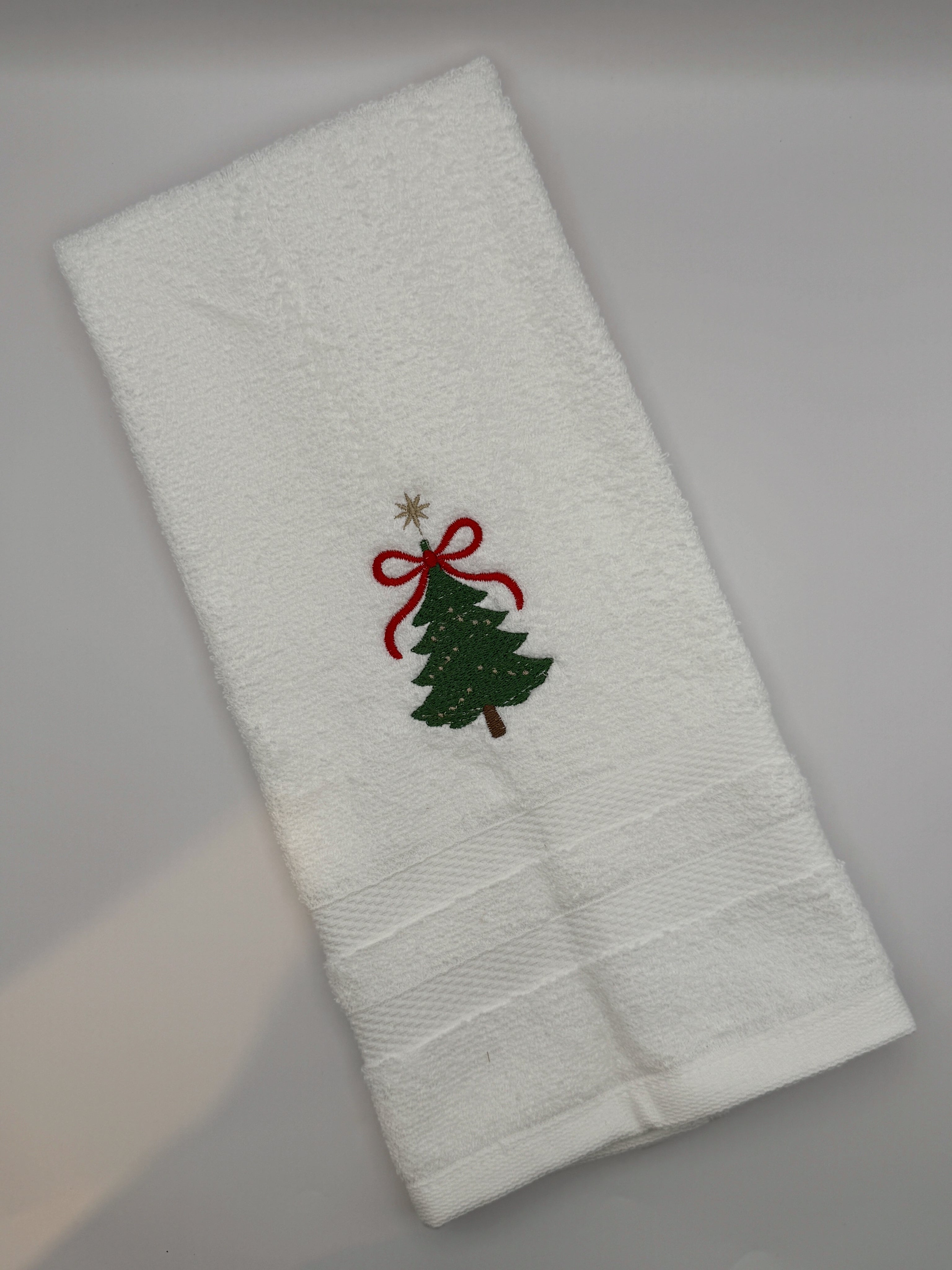 Christmas Tree Embroidered Hand Towel