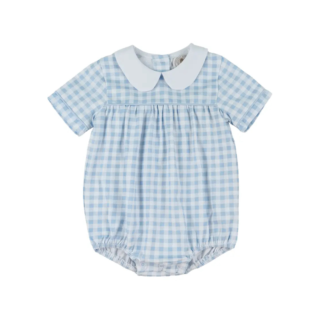Blue Gingham Boys Channing Classic Bubble